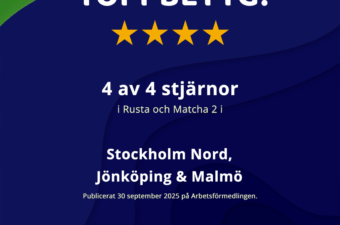 Guldjobbet får 4 stjärnor i Rusta och Matcha av Arbetsförmedlingen