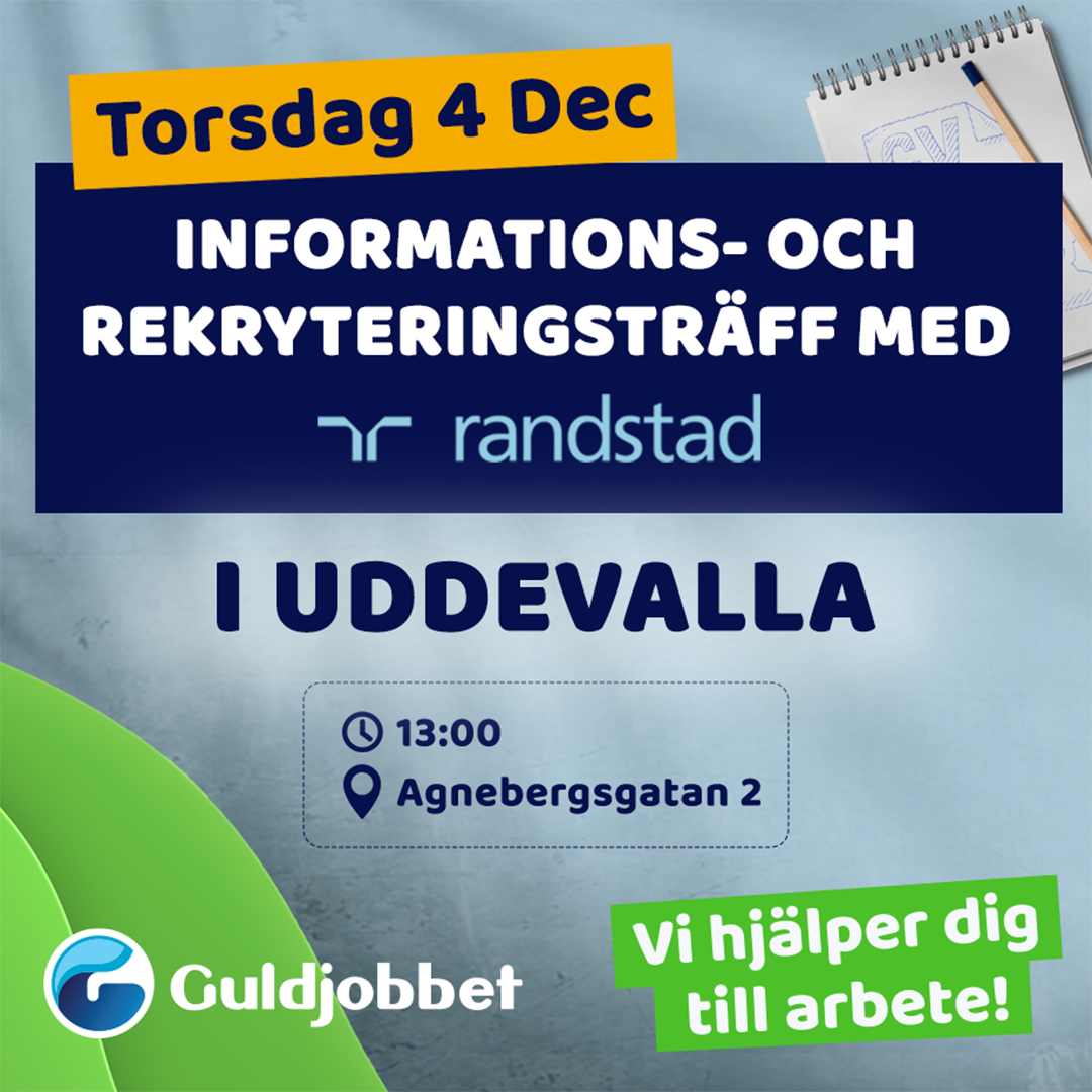 Guldjobbet har informations- och rekryteringsträff med Randstad i Uddevalla i december 2025
