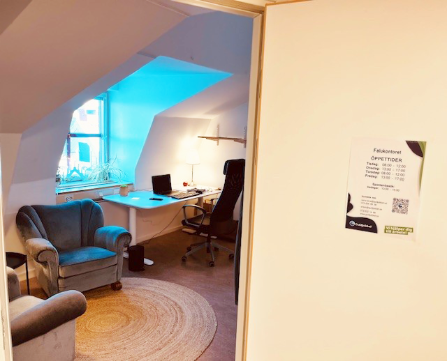 Rusta och Matcha Falun – interiör av Guldjobbets kontor i Falun, platsen för karriärstöd och jobbmatchning.